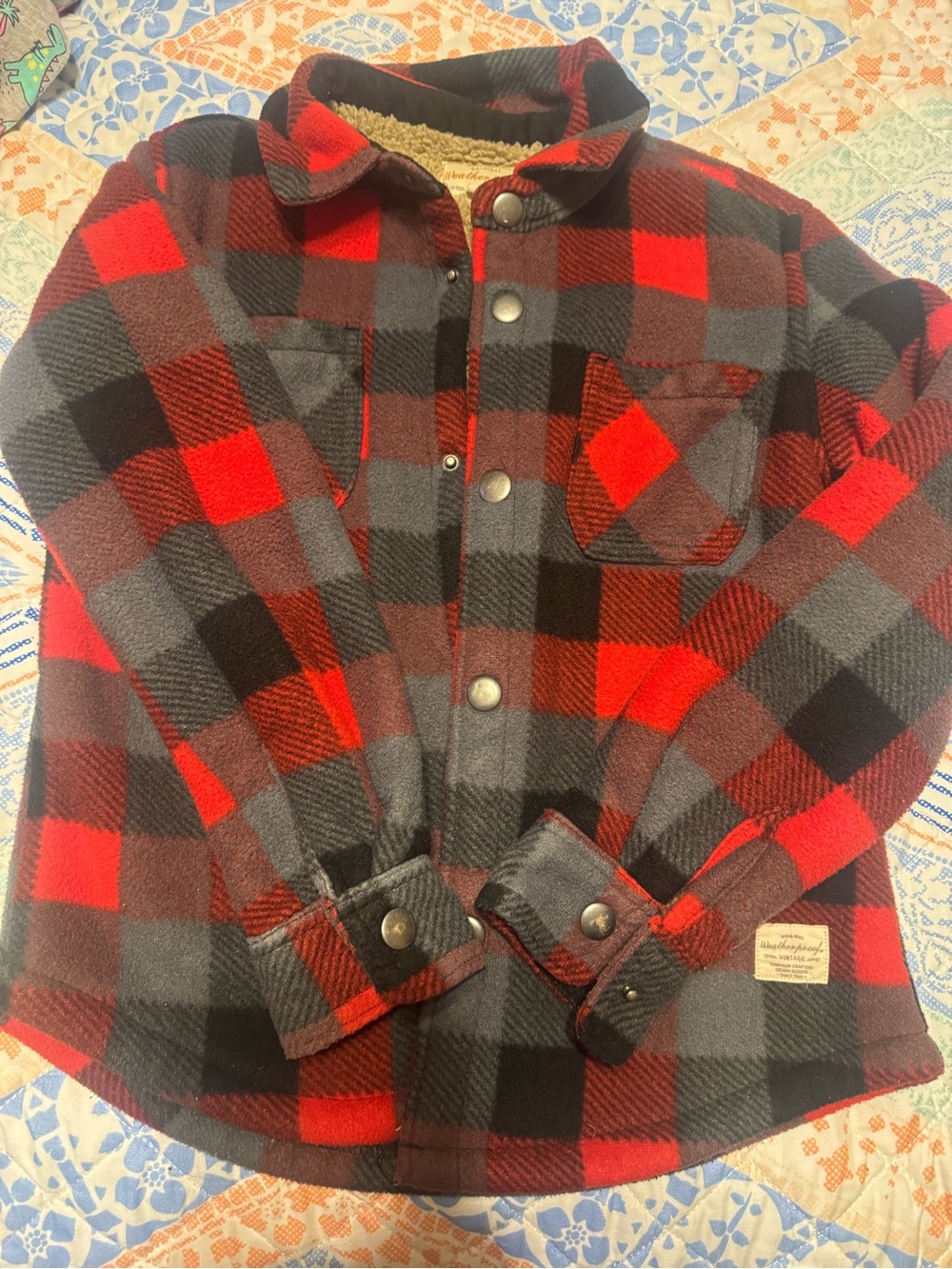 Weatherproof Kids Red and Black Buffalo Plaid Fleece-Lined Jacket